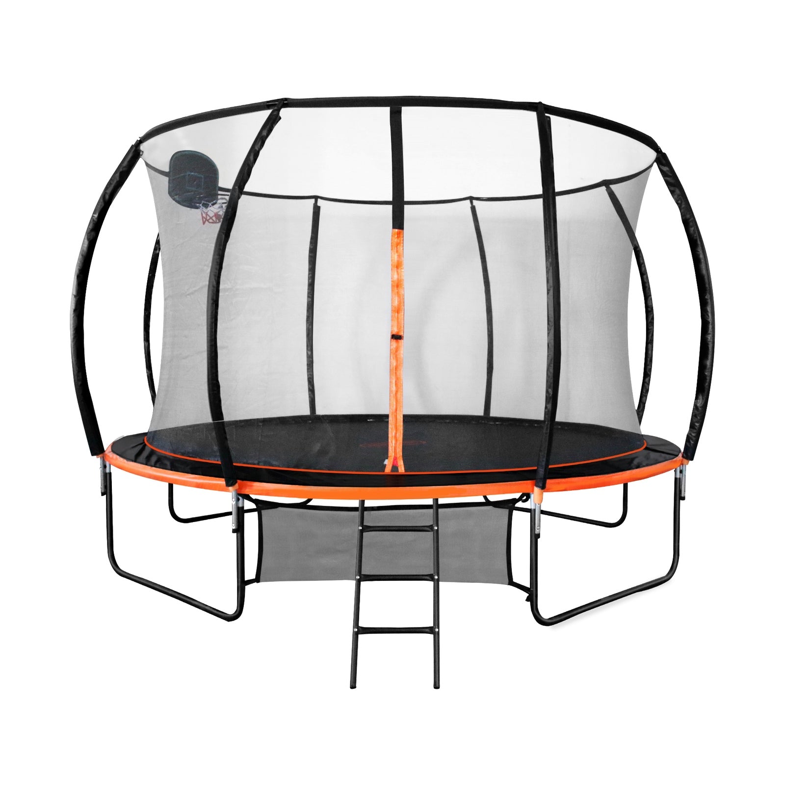 Mazam 12FT Trampoline Kids Tramplines Safety Net Basketball Set Ladder Round - Sunyee