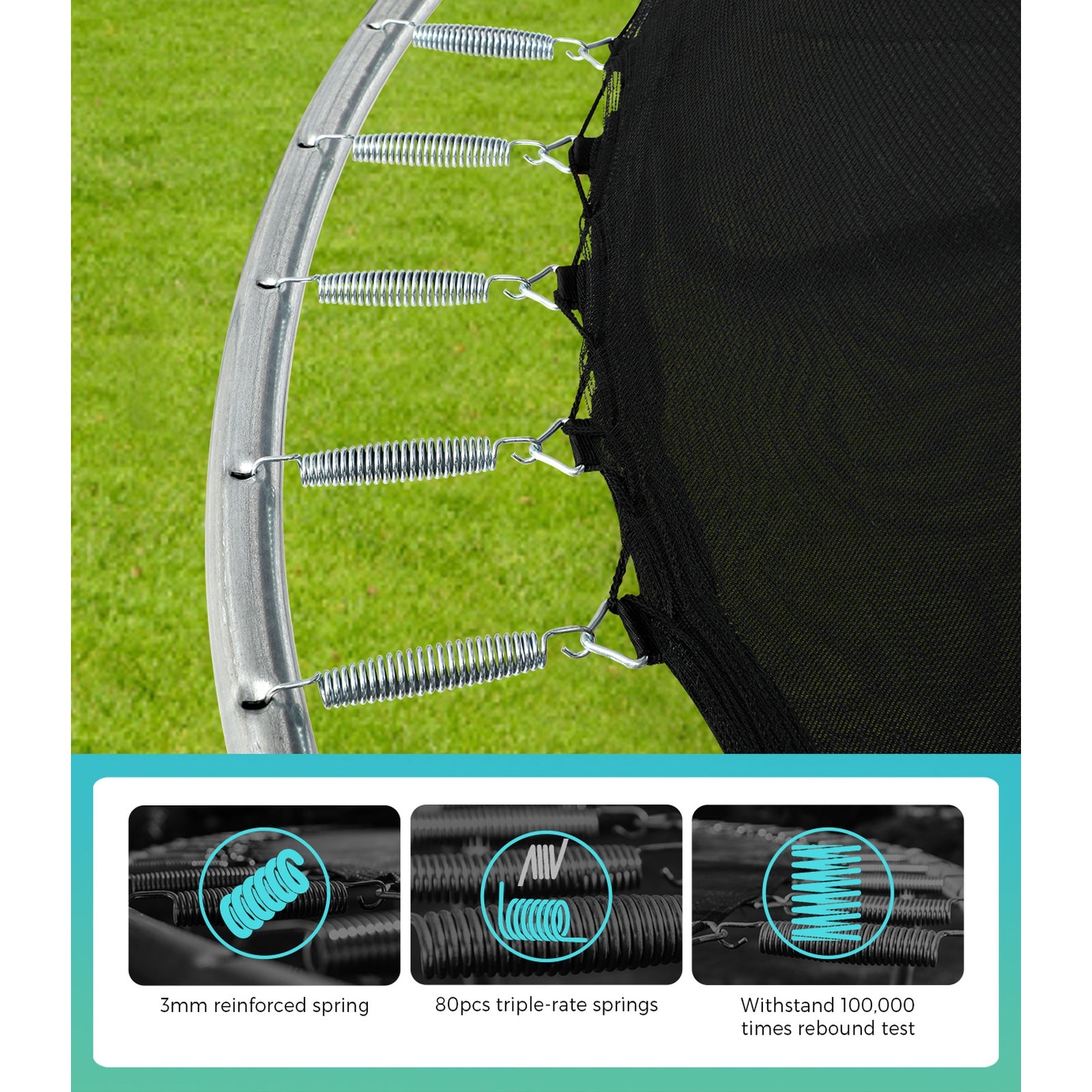 Mazam 14FT Kids Trampoline Safety Enclosure Net Basketball Set Ladder Round
