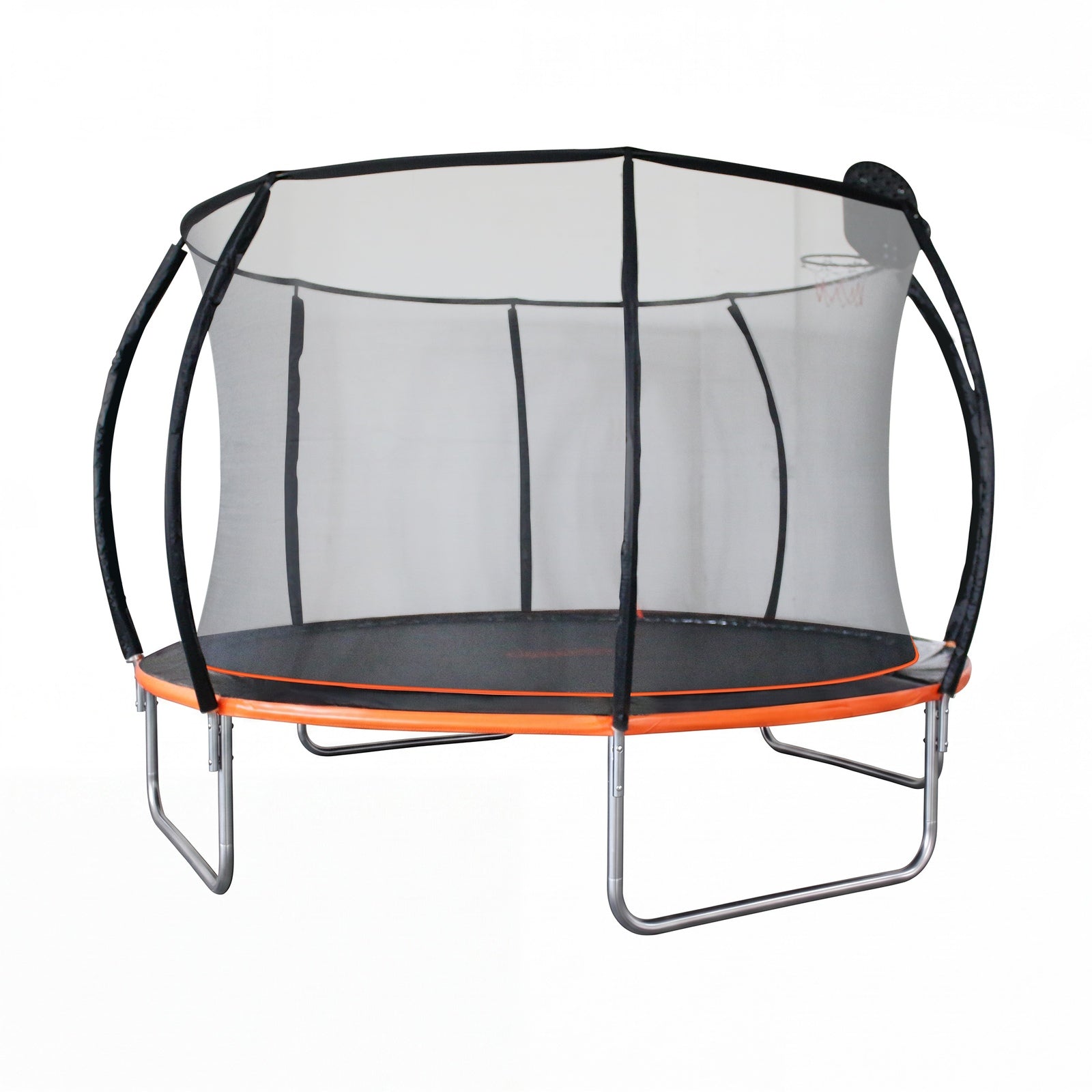 Mazam 14FT Kids Trampoline Safety Enclosure Net Basketball Set Ladder Round