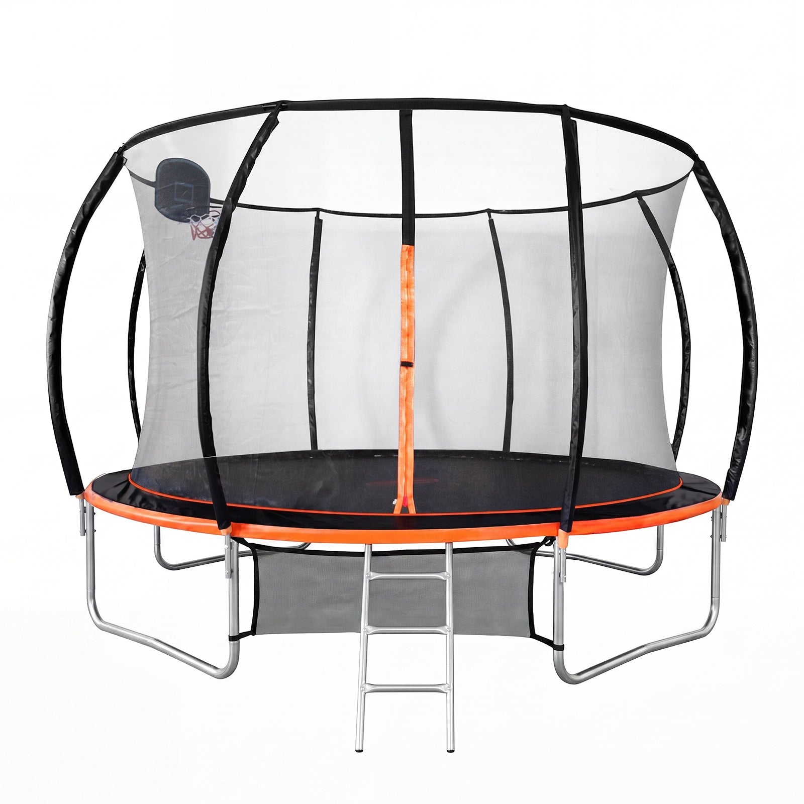 Mazam 14FT Kids Trampoline Safety Enclosure Net Basketball Set Ladder Round