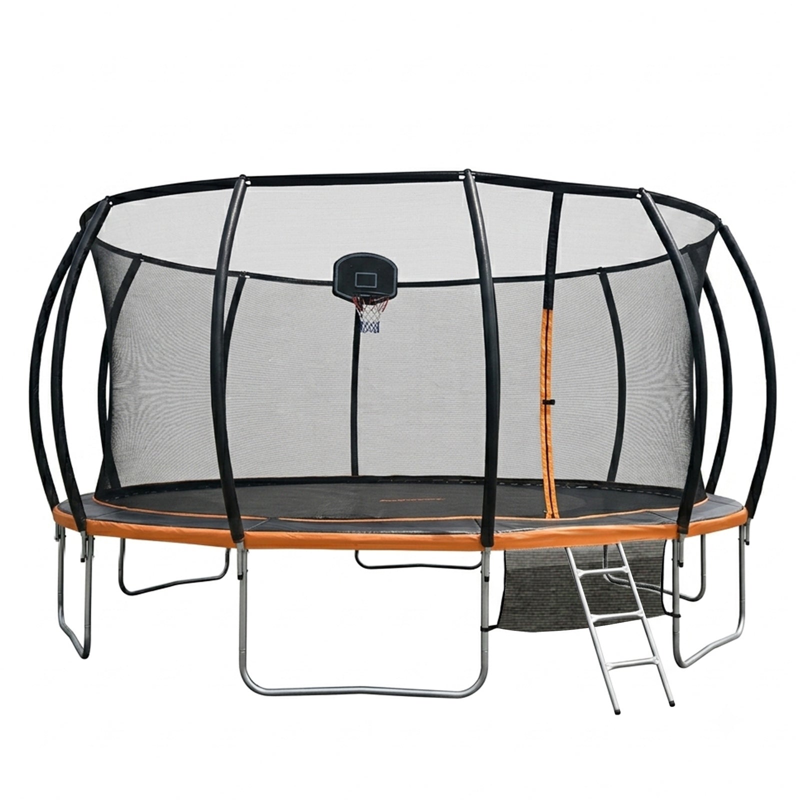 Mazam 16FT Kids Trampoline Safety Enclosure Net Basketball Set Ladder Round