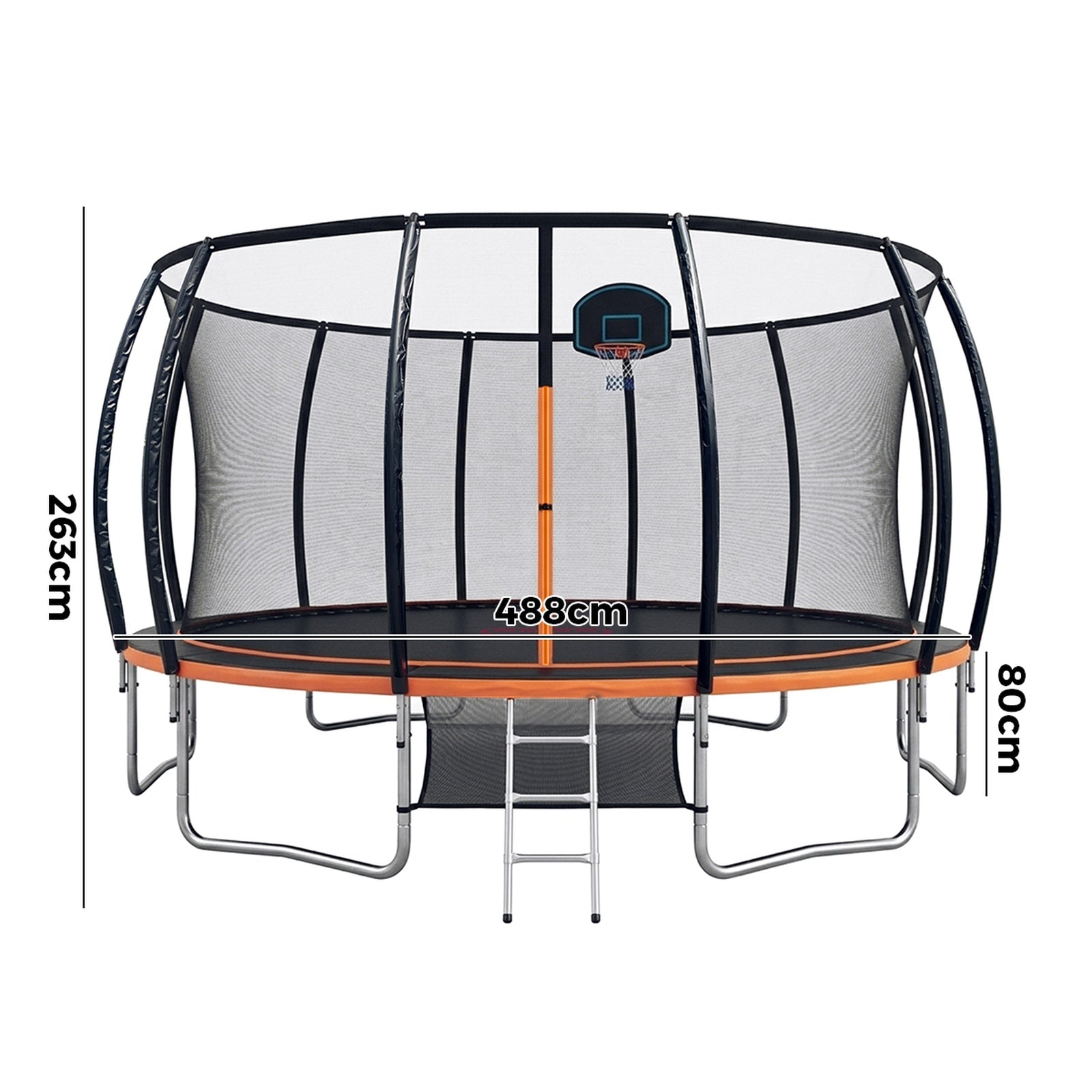 Mazam 16FT Kids Trampoline Safety Enclosure Net Basketball Set Ladder Round