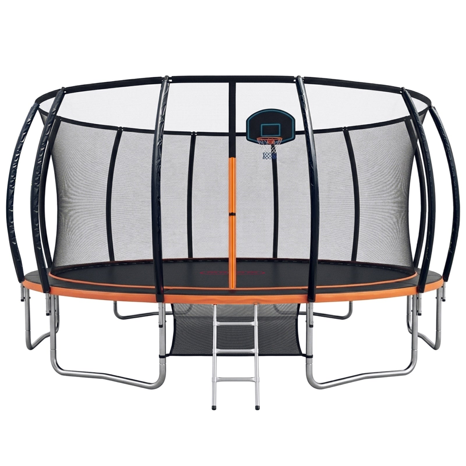 Mazam 16FT Kids Trampoline Safety Enclosure Net Basketball Set Ladder Round