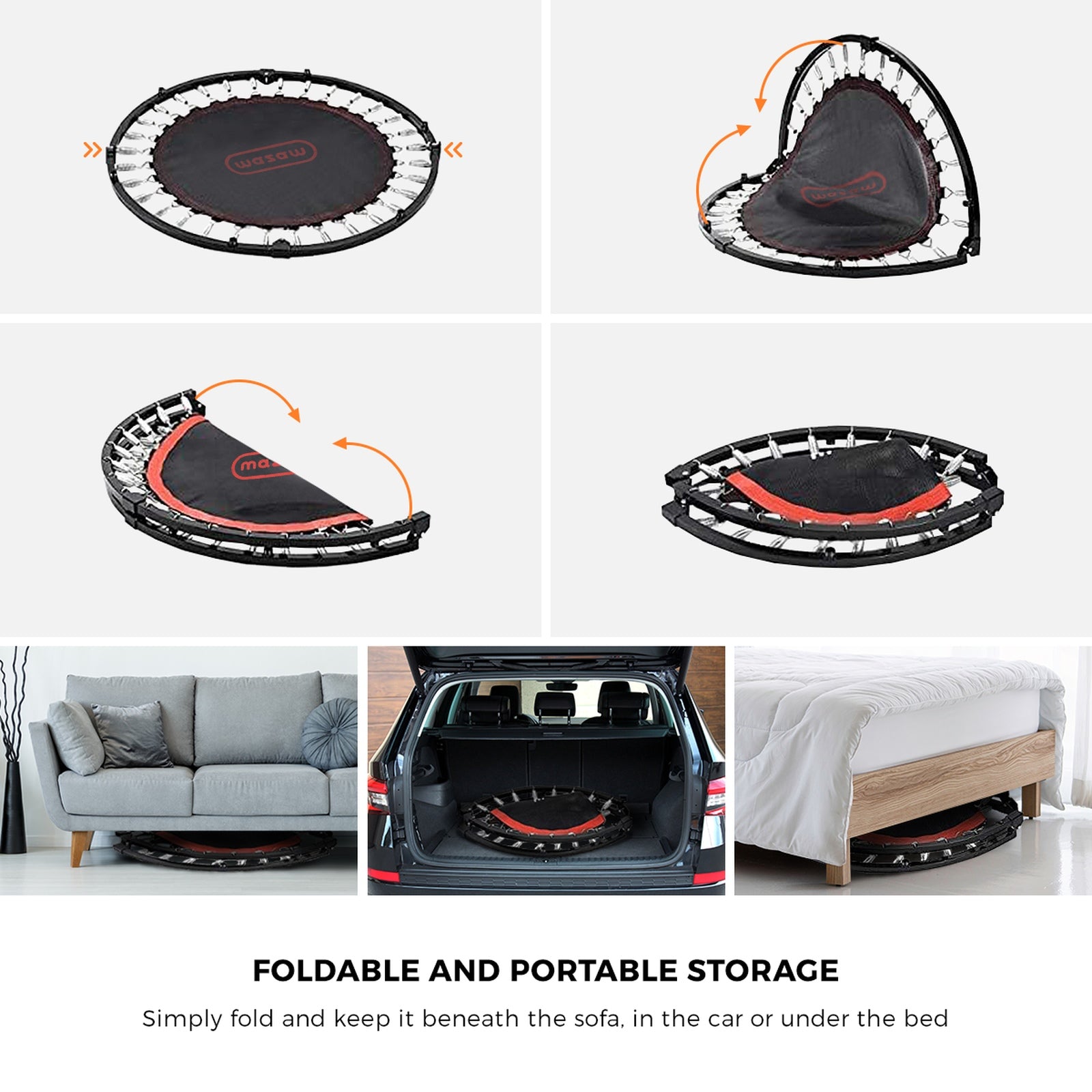 Mazam 48" Trampoline Round Fitness Rebounder Handrail Jumping Exercise Home Gym - Sunyee