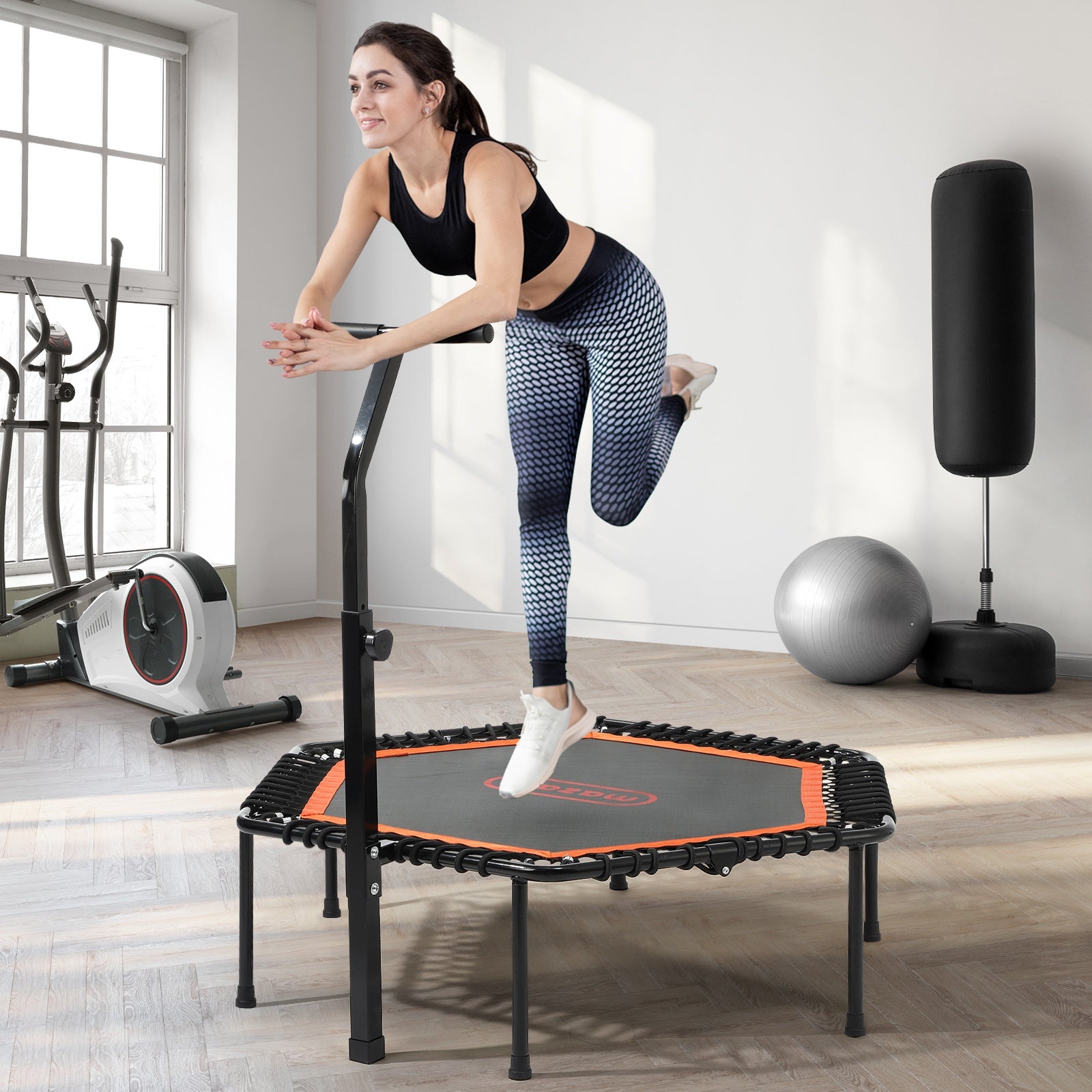 Mazam Trampoline Rebounder Jumping Exercise Fitness Adjustable Handrail 50 Inch - Sunyee