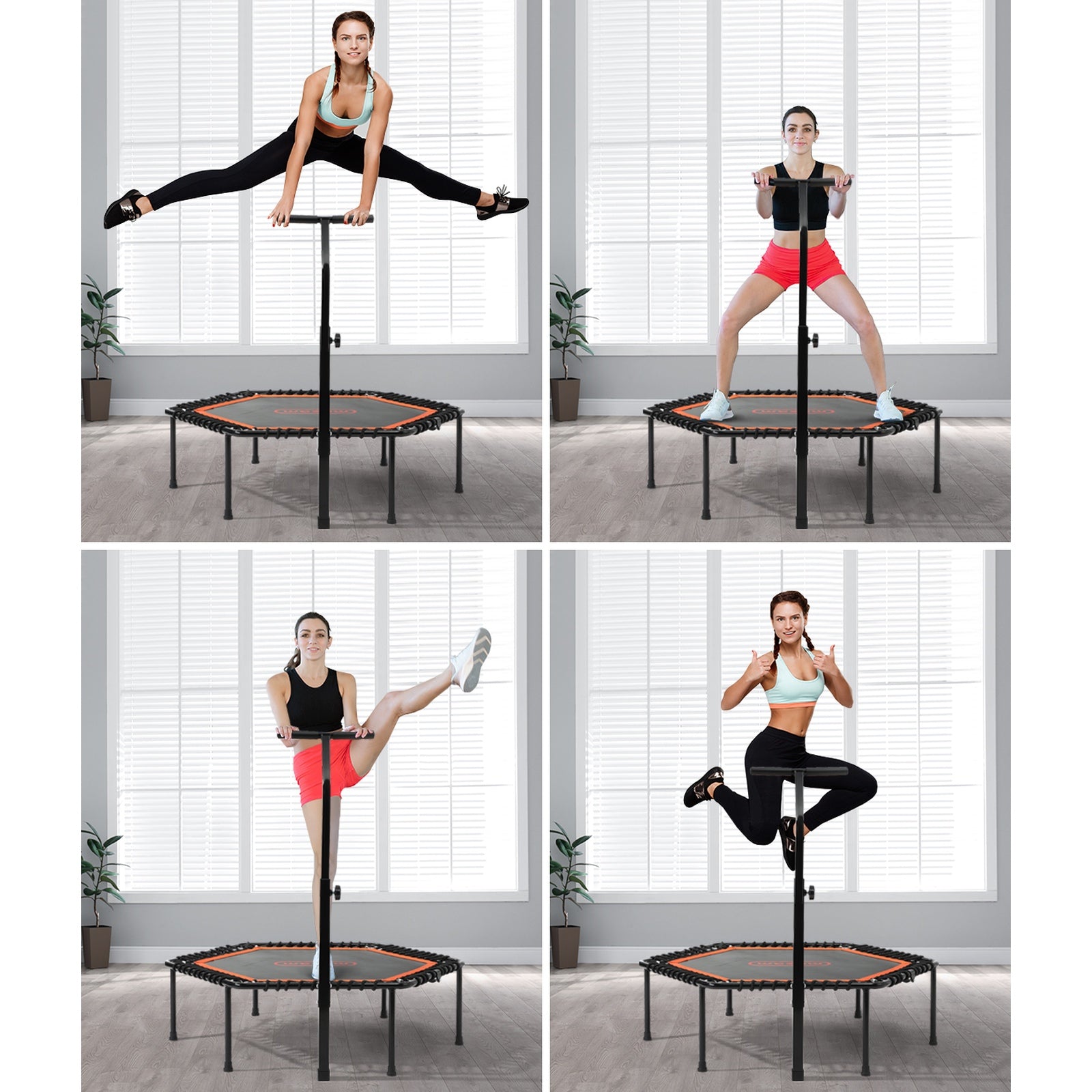 Mazam Trampoline Rebounder Jumping Exercise Fitness Adjustable Handrail 50 Inch - Sunyee