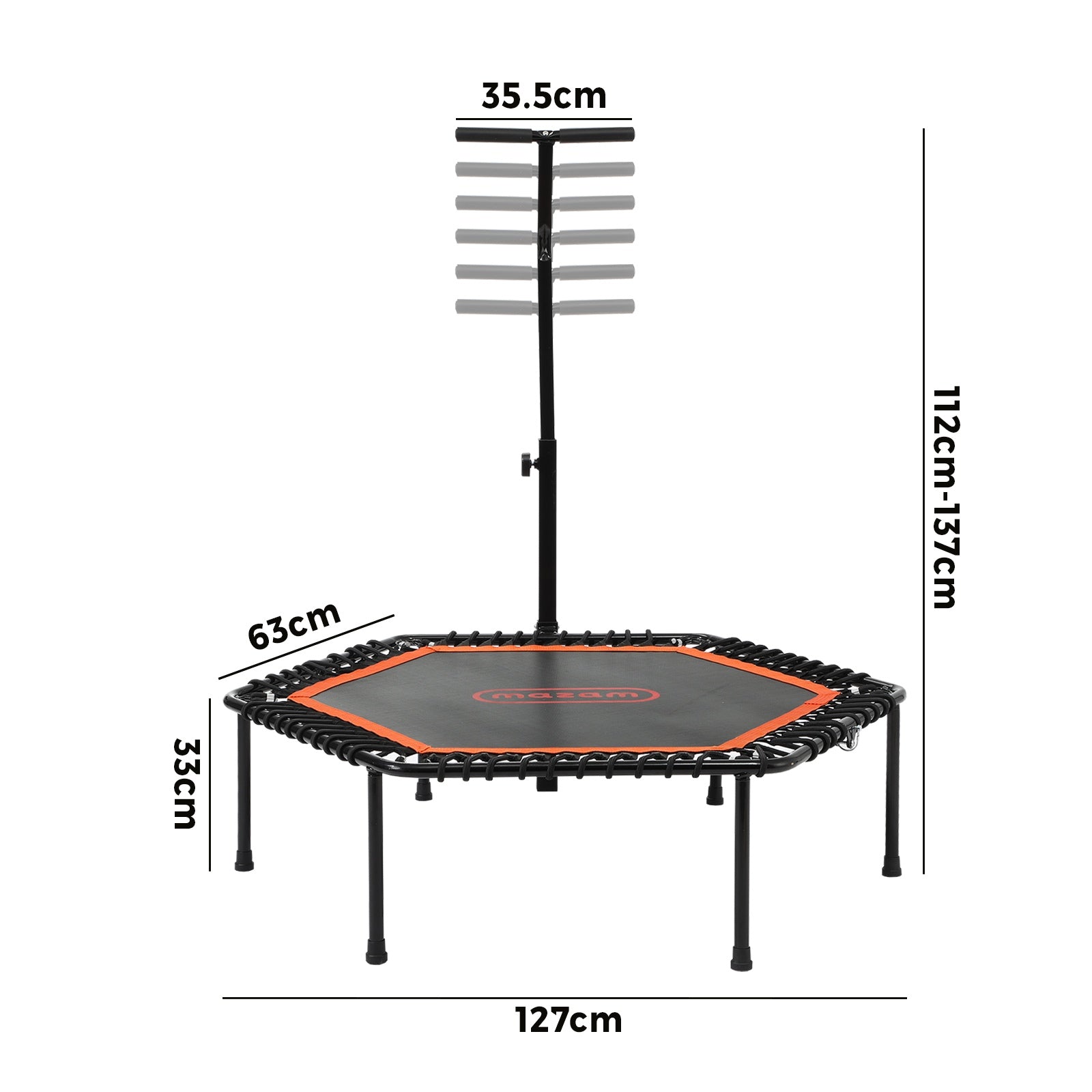 Mazam Trampoline Rebounder Jumping Exercise Fitness Adjustable Handrail 50 Inch - Sunyee
