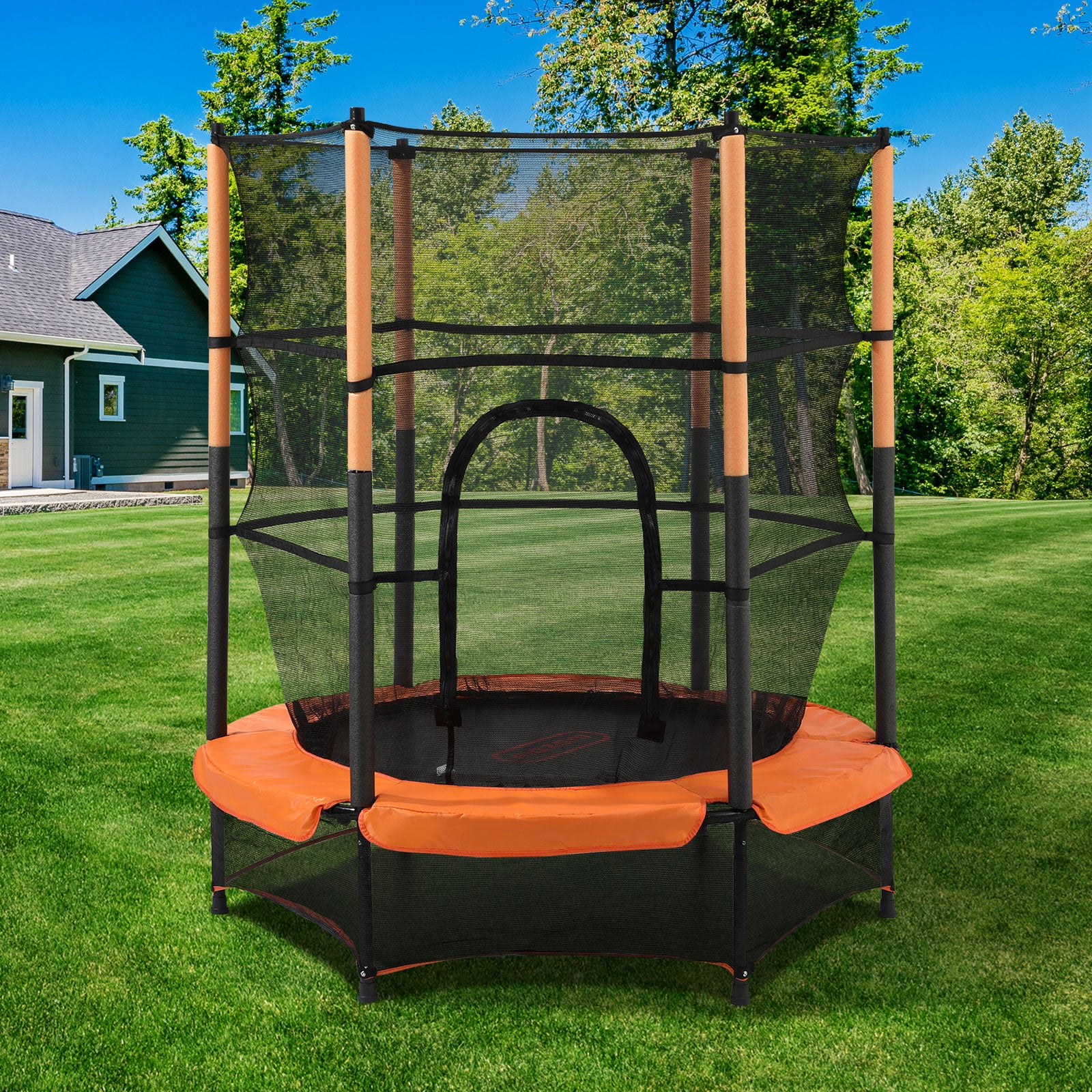 Mazam 55 Inch Trampoline Kids Trampolines Encosure Safety Net Round - Sunyee