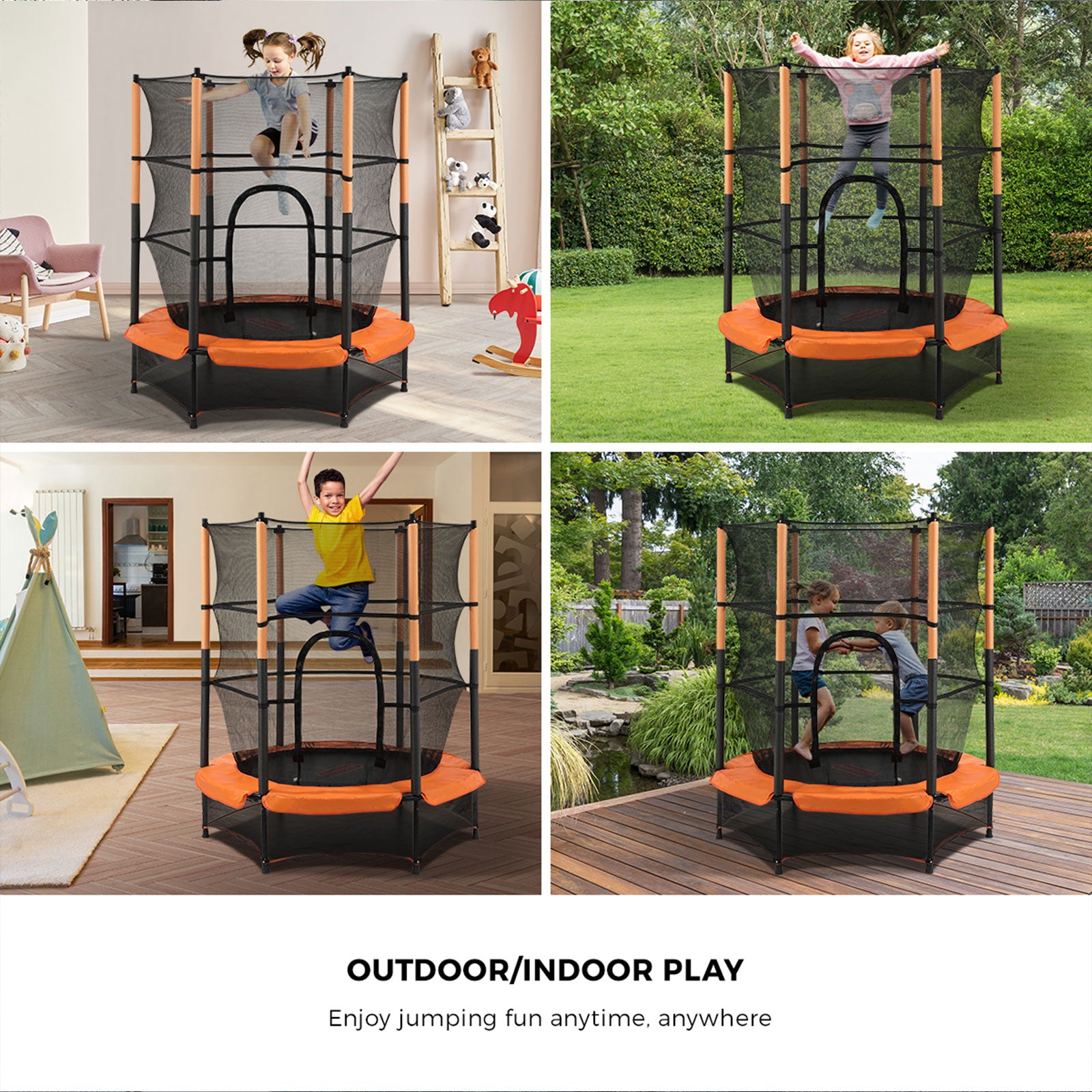 Mazam 55 Inch Trampoline Kids Trampolines Encosure Safety Net Round - Sunyee