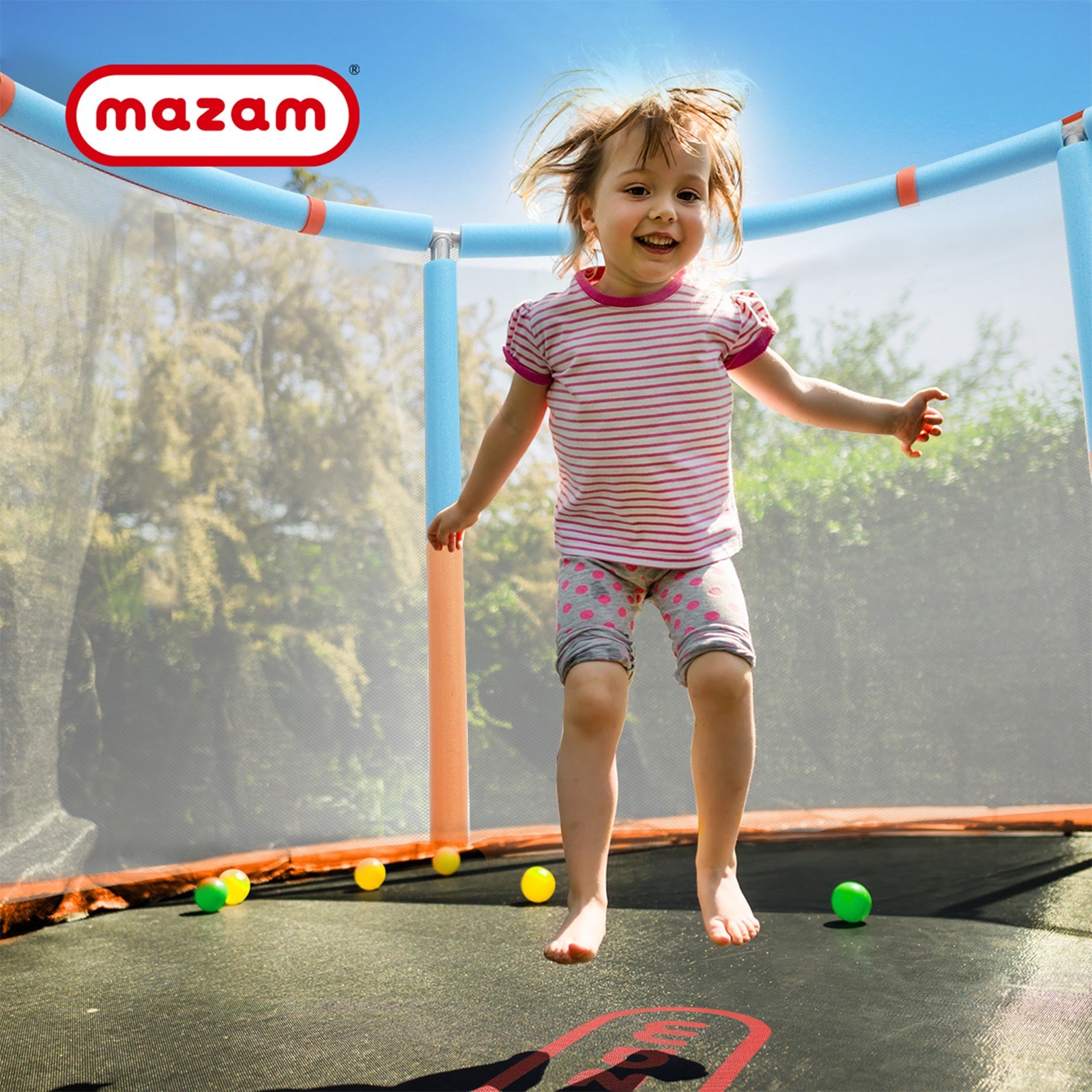 Mazam 60 Inch Trampoline Kids Trampolines Enclosure Safety Net Horizontal Bar - Sunyee