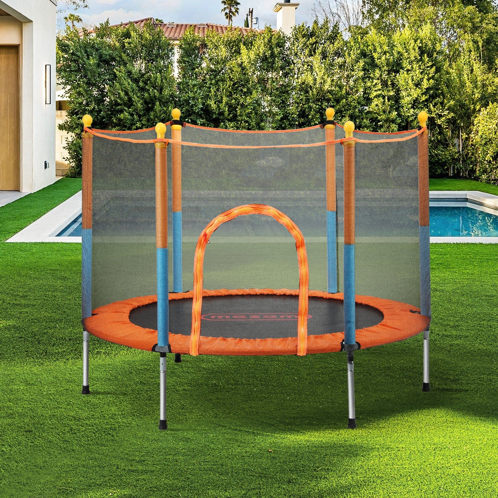 Mazam 60 Inch Trampoline Kids Jumping Trampolines Enclosure Safety Net Pad - Sunyee