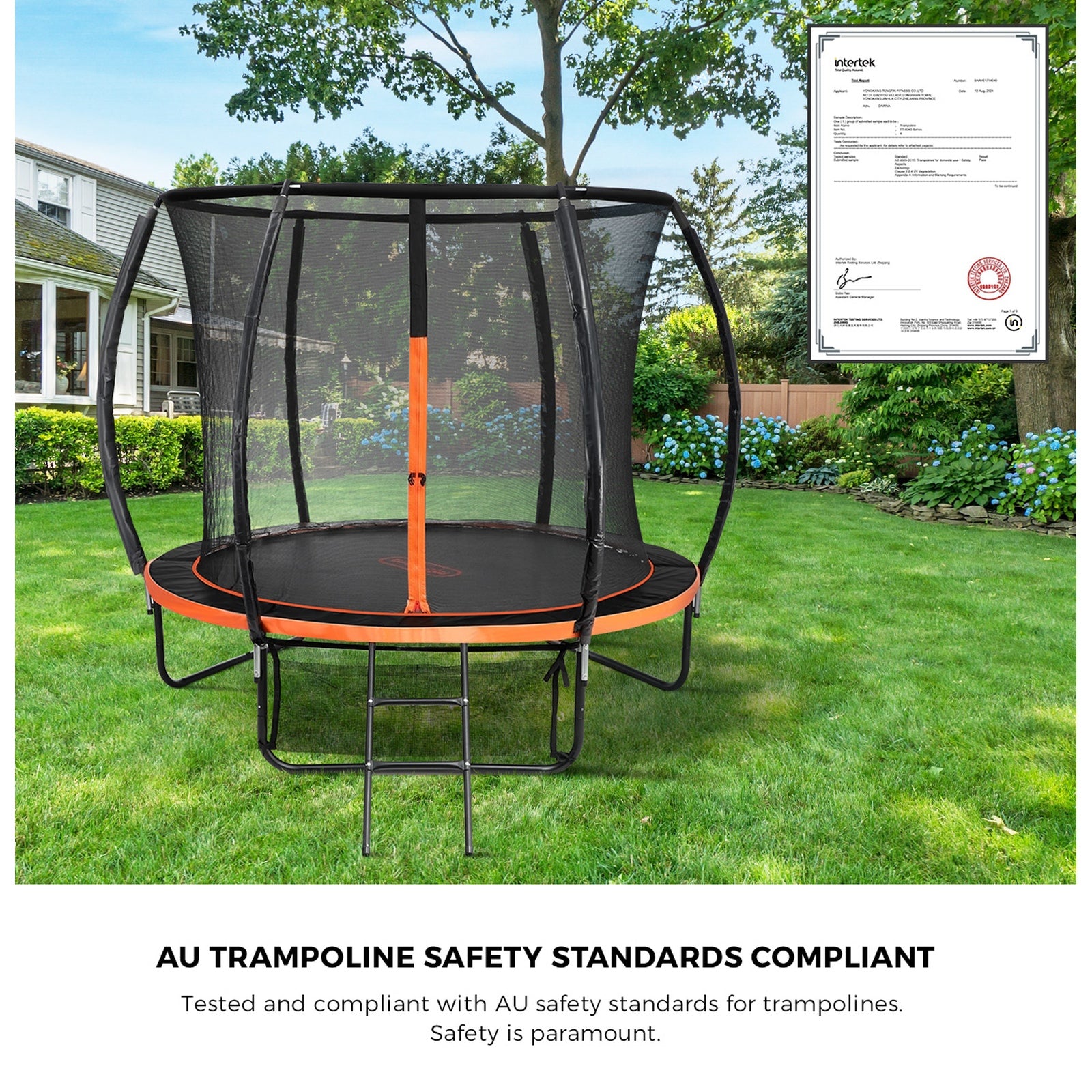 Mazam 8FT Trampoline Round Kids Trampolines Encosure Safety Net with Ladder - Sunyee