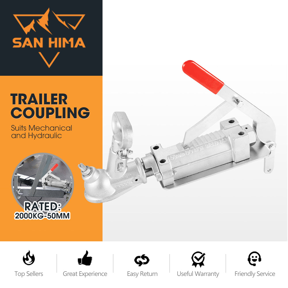 50mm Ball Mechanical Override Brake Trailer Coupling Kit 2000Kg Caravan Boat - Sunyee