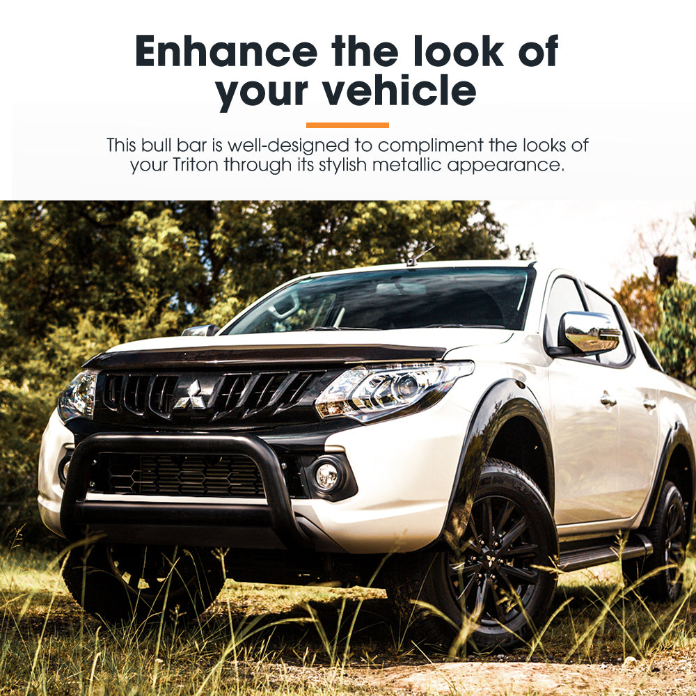 Nudge Bar 3" Grille Guard For Mitsubishi Triton MQ OEM 2015-2020 Matt Black - Sunyee