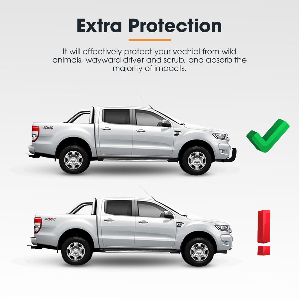 Nudge Bar 3" Grille Guard For Mitsubishi Triton MQ OEM 2015-2020 Matt Black - Sunyee