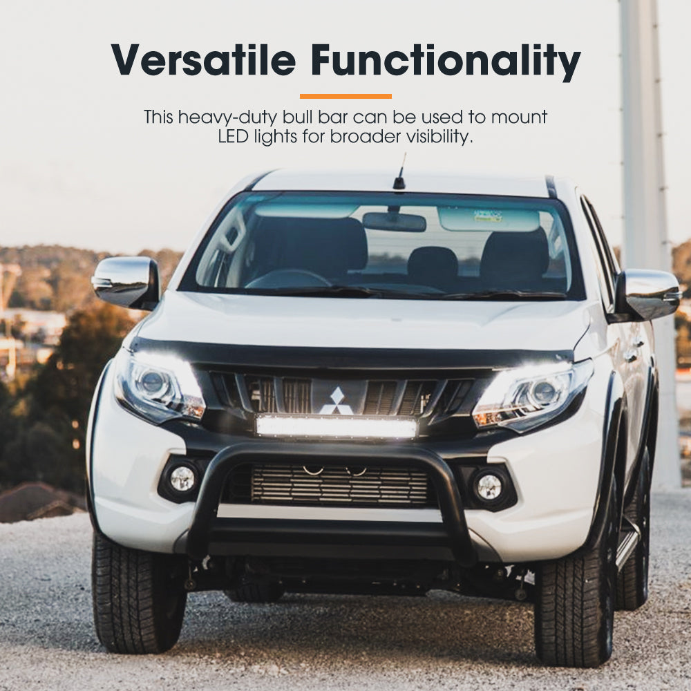 Nudge Bar 3" Grille Guard For Mitsubishi Triton MQ OEM 2015-2020 Matt Black - Sunyee