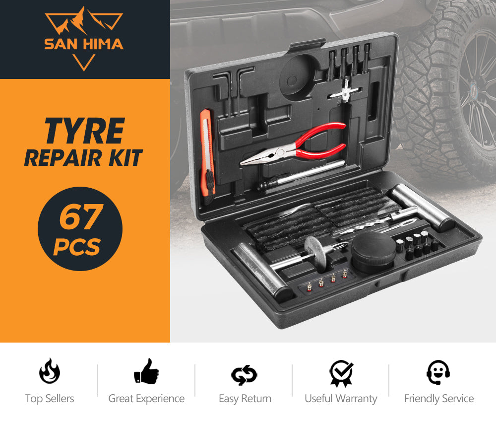 67PCS Tyre Puncture Repair Recovery Kit Heavy Duty 4WD Offroad Plugs Tubeless - Sunyee