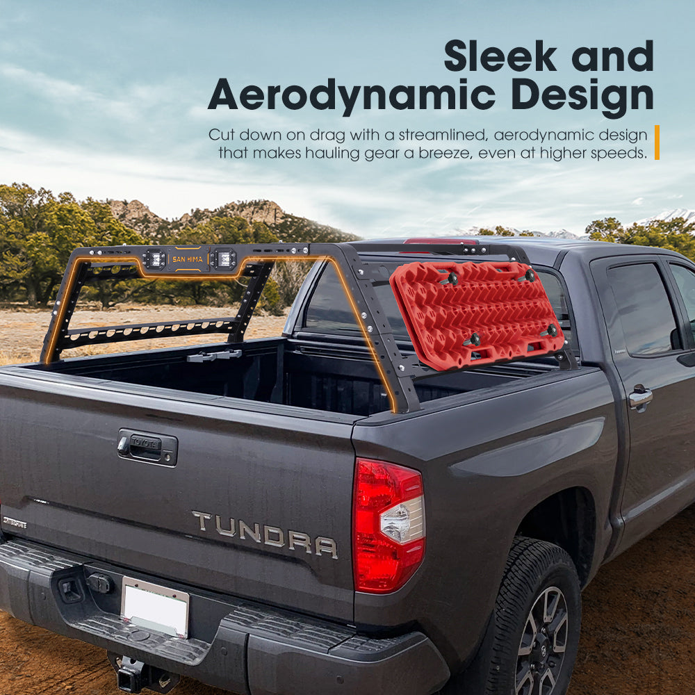 San Hima Universal Ute Tub Rack 3mm Steel + Pair Recovery Tracks Board Red - Sunyee