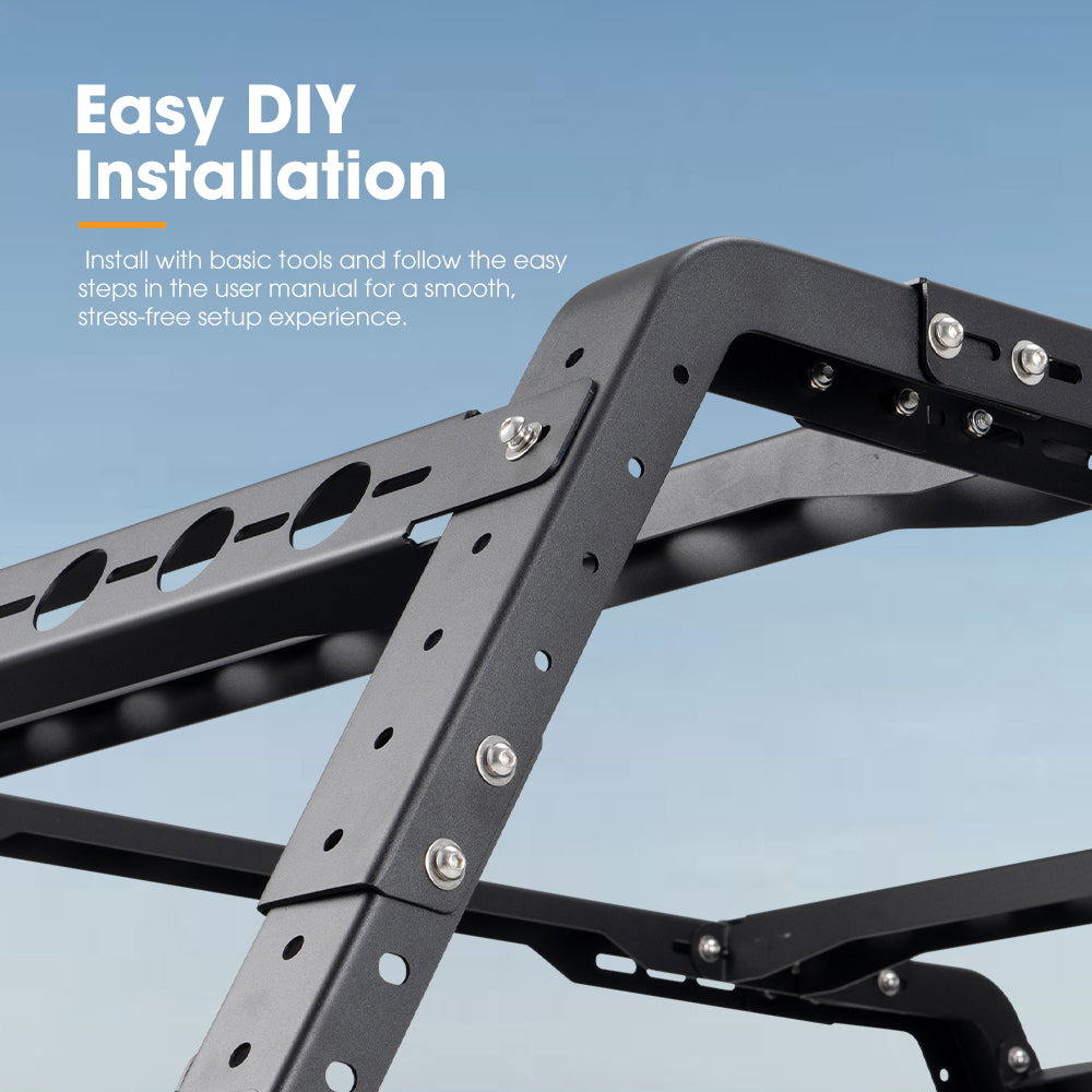 San Hima Universal Ute Tub Rack 3mm Steel + Pair Recovery Tracks Board Red - Sunyee