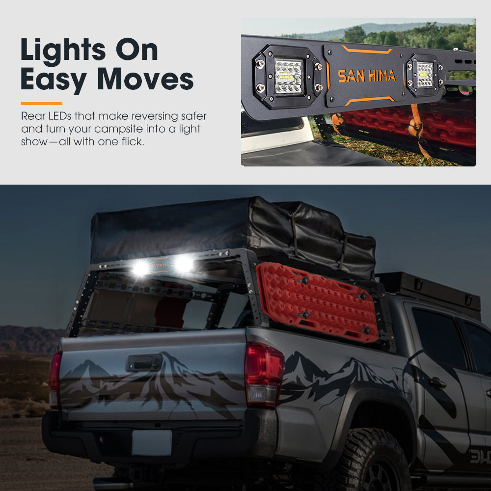 San Hima Universal Ute Tub Rack 3mm Steel + Pair Recovery Tracks Board Red - Sunyee