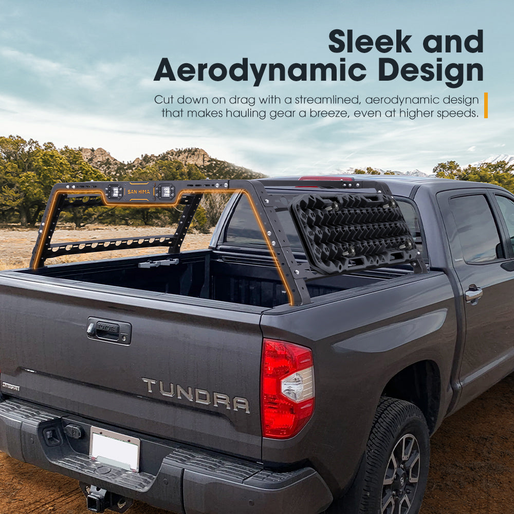 San Hima Universal Ute Tub Rack 3mm Steel + Pair Recovery Tracks Board Black - Sunyee