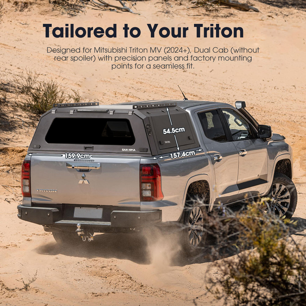 San Hima UTE Tub Canopy For Mitsubishi Triton MV 2024-On Dual Cab Without Rear Spoiler - Sunyee