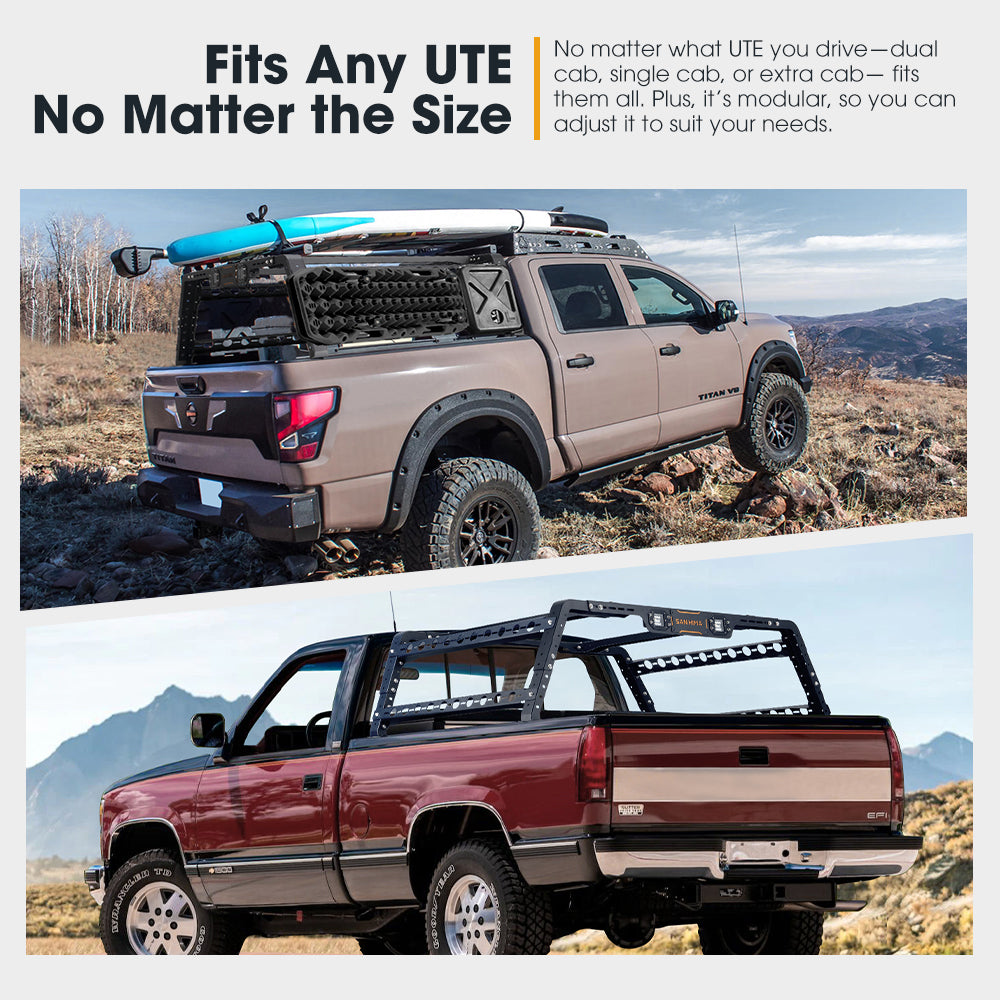 San Hima Universal Ute Tub Rack 3mm Powder Coated Steel Adjustable Height Width - Sunyee