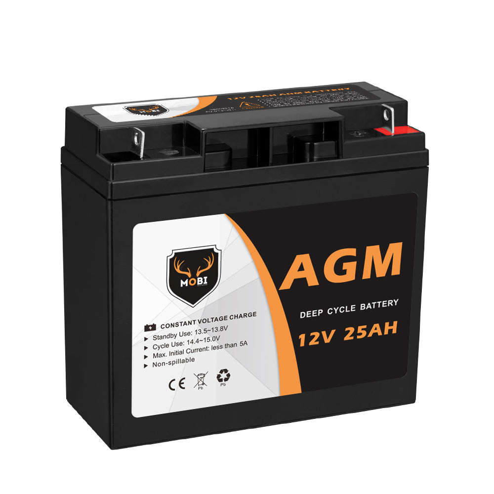 Mobi 12V 25AH AGM Battery Deep Cycle Mobility Scooter Golf Cart Camping 4x4 - Sunyee