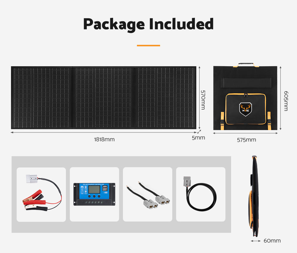 MOBI 300W Solar Blanket Mono Portable Folding Solar Panel Kit 12V Battery Charge - Sunyee