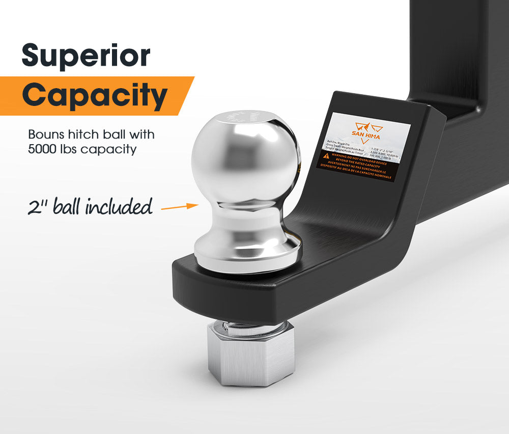 Dual Hitch Ball Mount Tongue Multi Use 2" Tow Bar Trailer Camper Bike Rack 4WD - Sunyee