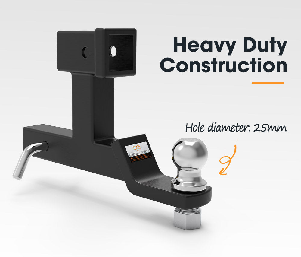 Dual Hitch Ball Mount Tongue Multi Use 2" Tow Bar Trailer Camper Bike Rack 4WD - Sunyee