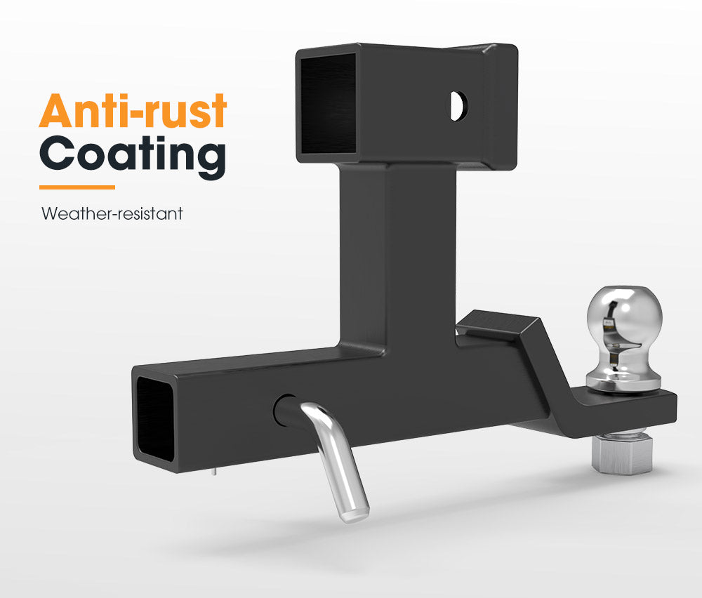 Dual Hitch Ball Mount Tongue Multi Use 2" Tow Bar Trailer Camper Bike Rack 4WD - Sunyee