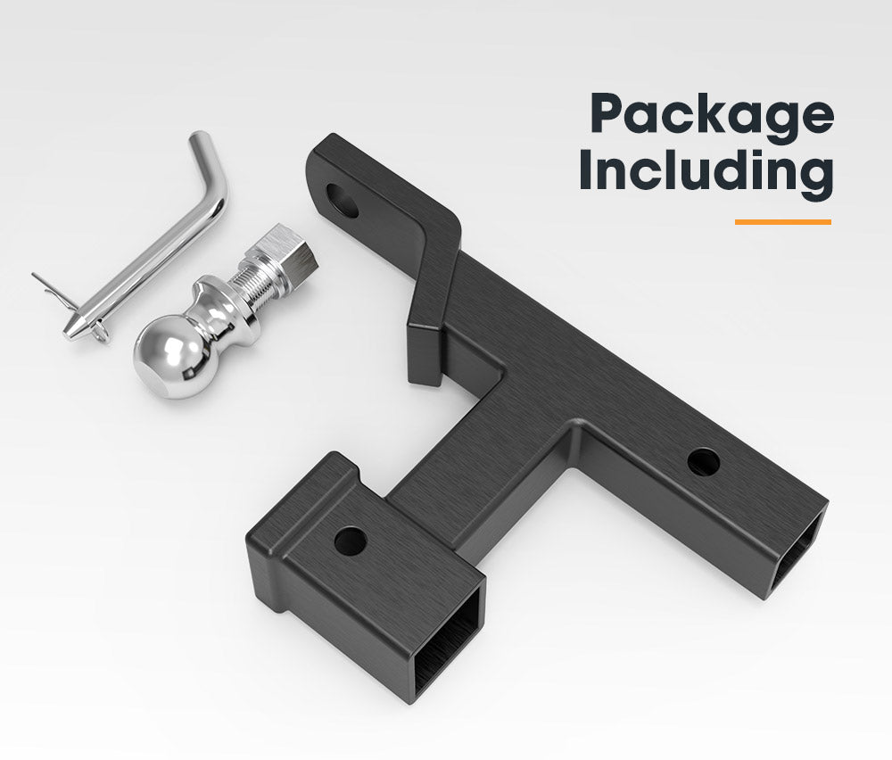 Dual Hitch Ball Mount Tongue Multi Use 2" Tow Bar Trailer Camper Bike Rack 4WD - Sunyee