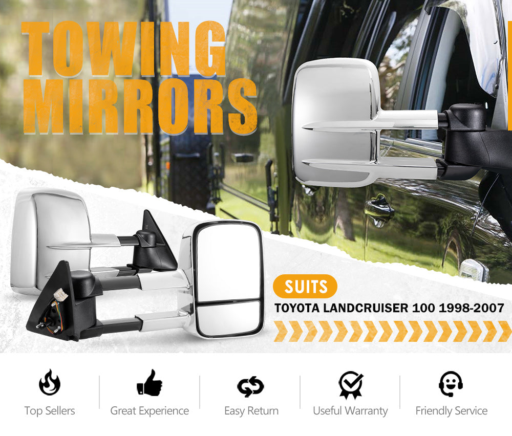 San Hima Extendable Towing Mirrors Gen1 For Toyota Landcruiser 100 Series 1998-2007 - Sunyee