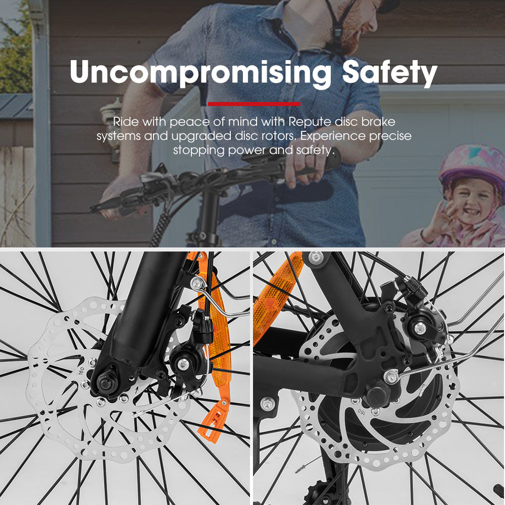 VOR 20 inch Folding Electric Bike 250W Brushless Shimano 7 Speed 4 inch Fat Tires Black - Sunyee