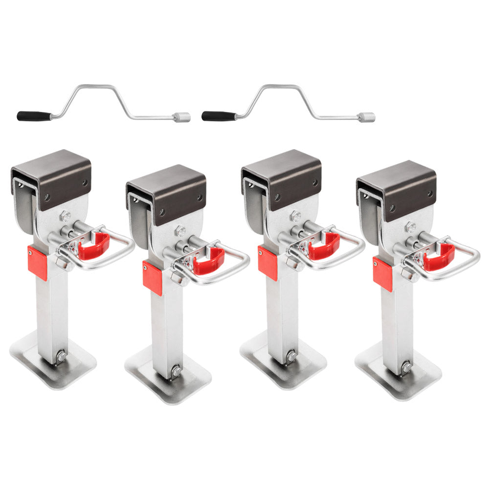 4x400mm Drop Down Corner Legs W/Handle Steel Base Caravan Stabilizer Leg 1200LBS - Sunyee