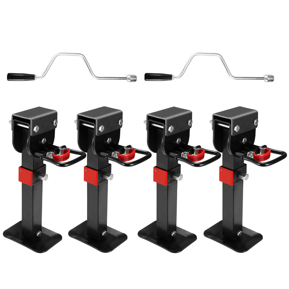 4x 400mm Drop Down Corner Legs 1200LBS Steel Base Caravan Camper Trailer W/Handle - Sunyee