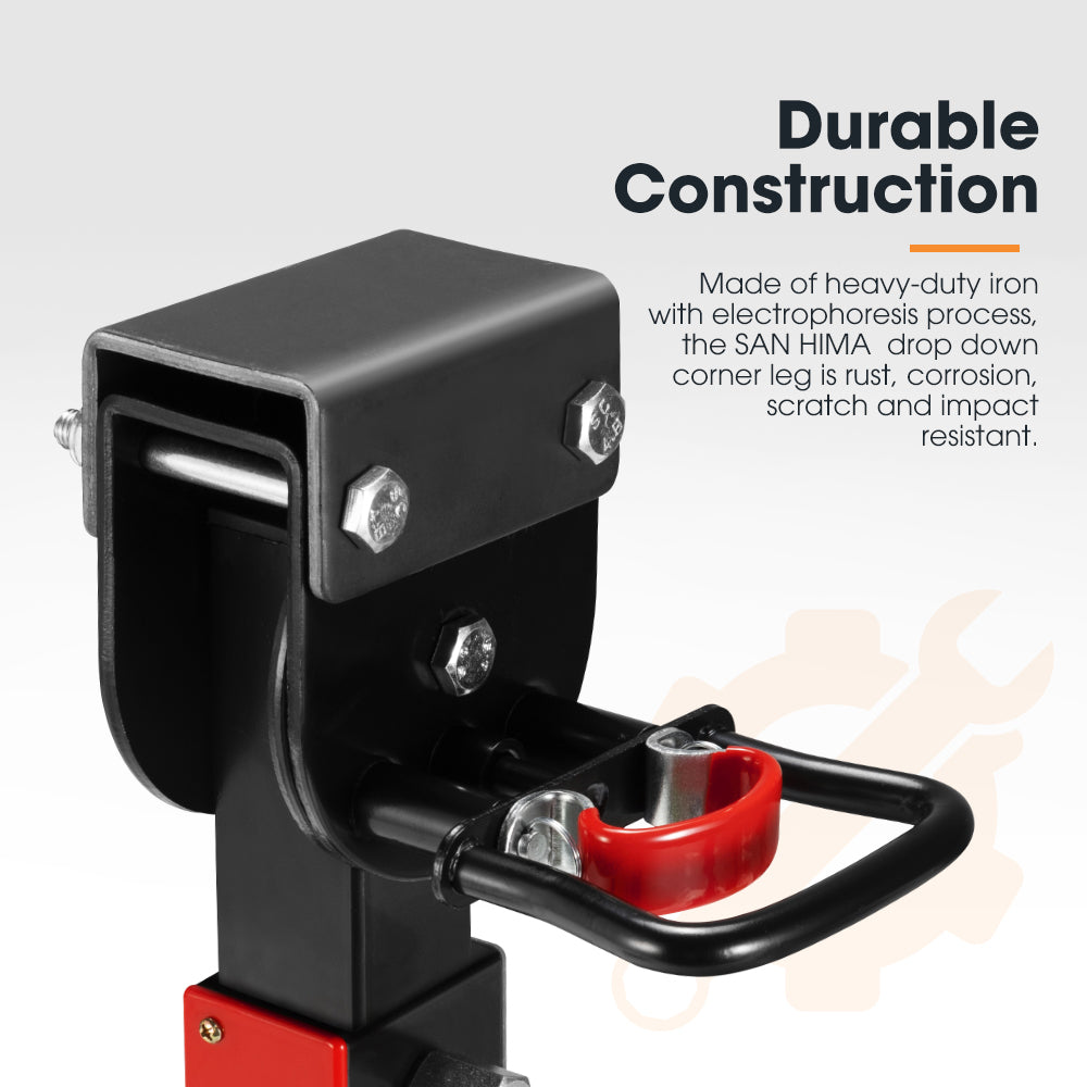 4x 400mm Drop Down Corner Legs 1200LBS Steel Base Caravan Camper Trailer W/Handle - Sunyee