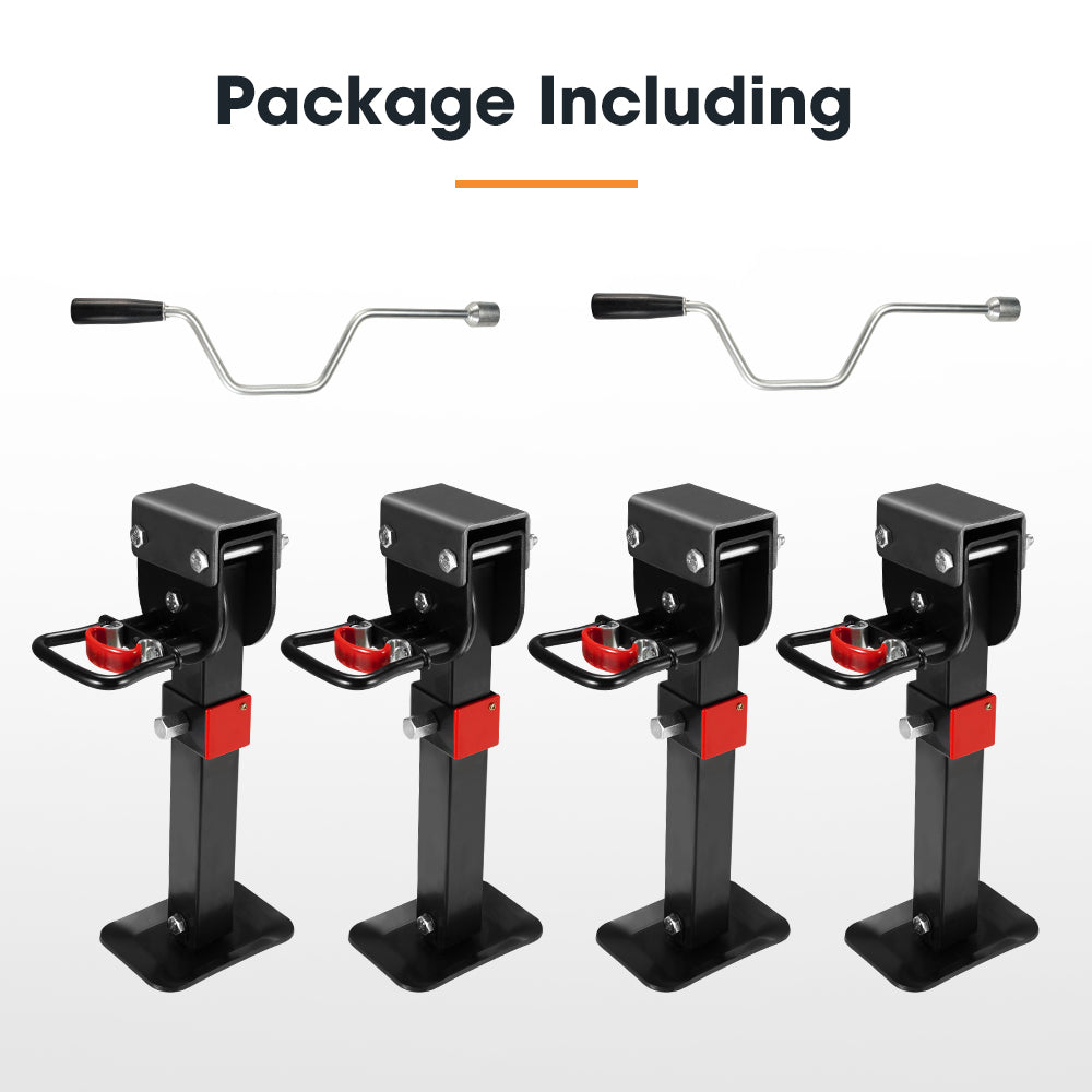 4x 400mm Drop Down Corner Legs 1200LBS Steel Base Caravan Camper Trailer W/Handle - Sunyee