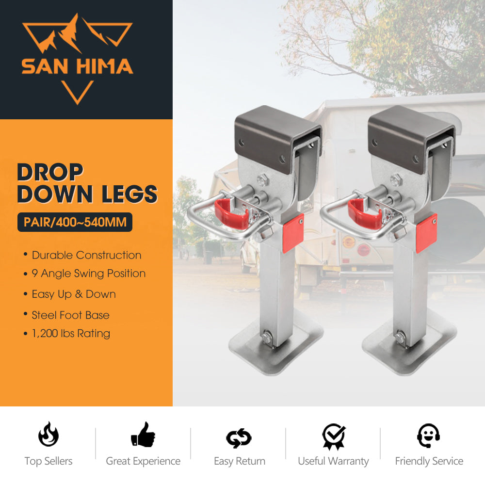2x400mm Drop Down Corner Legs W/Handle Steel Base 1200LBS Caravan Stabilizer Leg - Sunyee