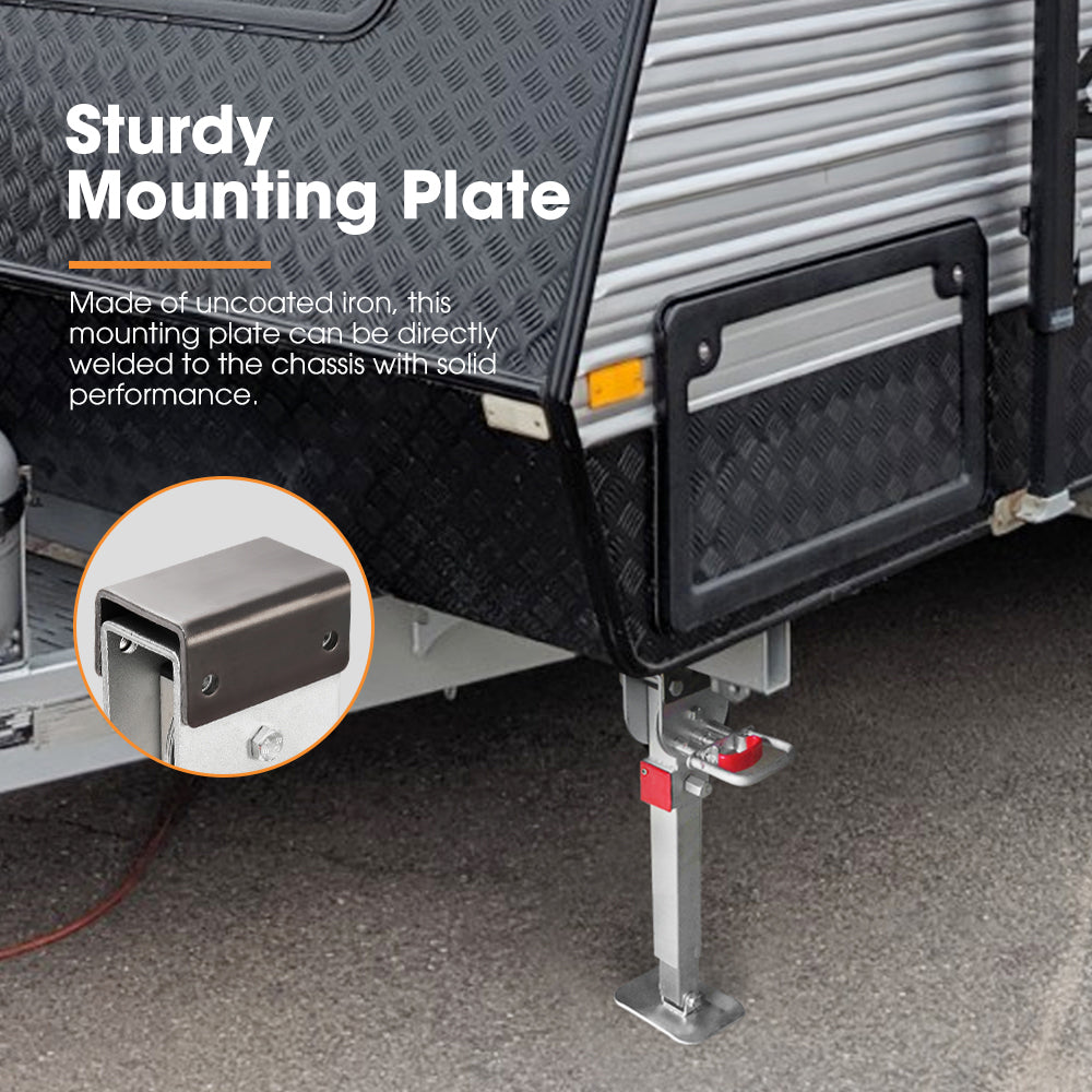 2x400mm Drop Down Corner Legs W/Handle Steel Base 1200LBS Caravan Stabilizer Leg - Sunyee