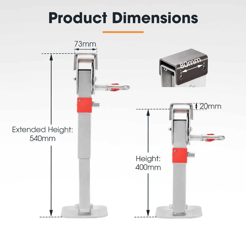 2x400mm Drop Down Corner Legs W/Handle Steel Base 1200LBS Caravan Stabilizer Leg - Sunyee
