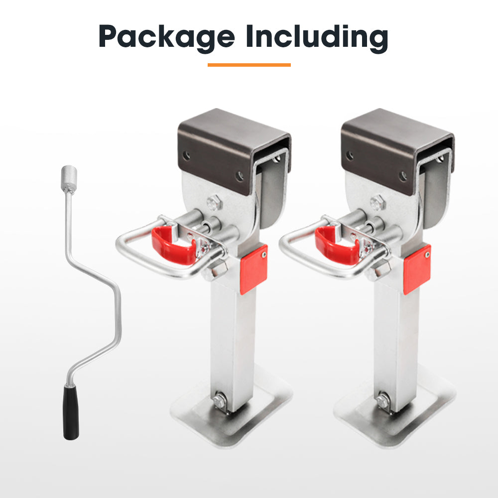 2x400mm Drop Down Corner Legs W/Handle Steel Base 1200LBS Caravan Stabilizer Leg - Sunyee