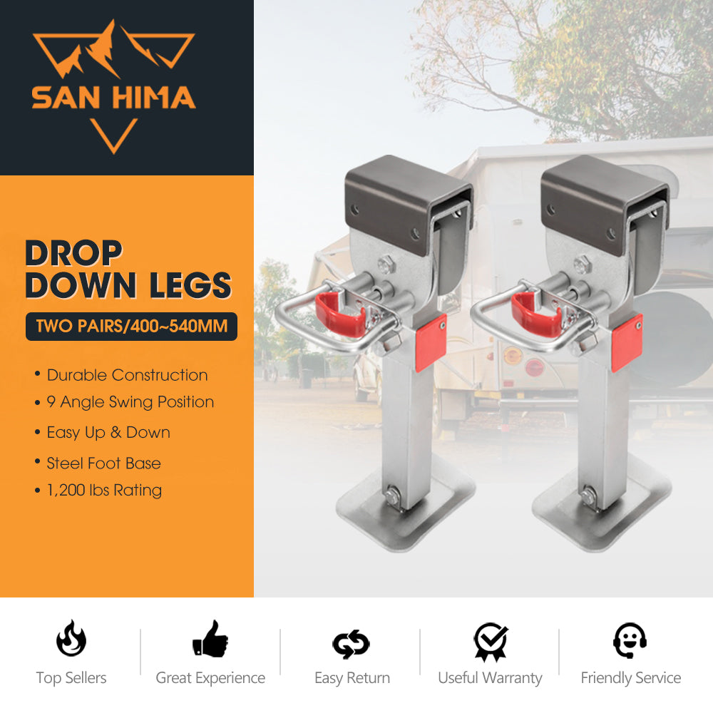 4x400mm Drop Down Corner Legs W/Handle Steel Base Caravan Stabilizer Leg 1200LBS - Sunyee