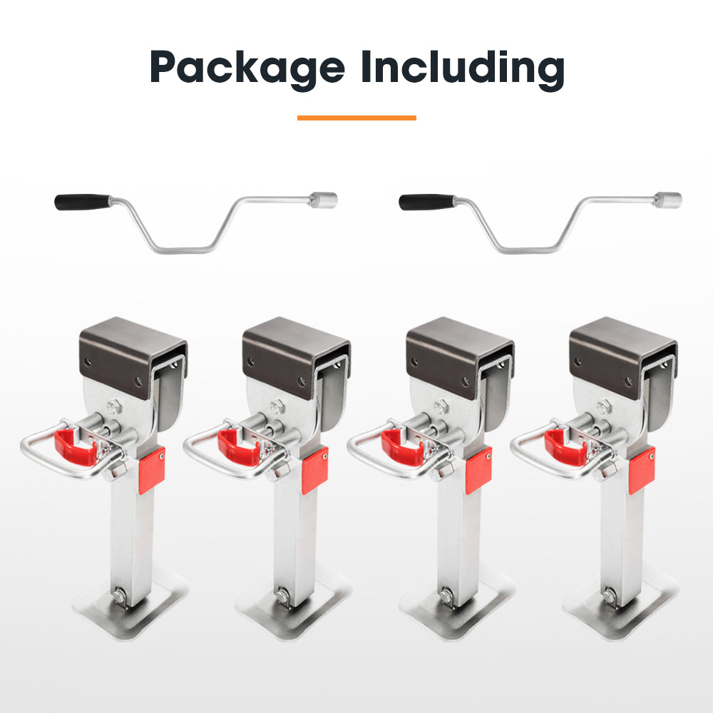 4x400mm Drop Down Corner Legs W/Handle Steel Base Caravan Stabilizer Leg 1200LBS - Sunyee