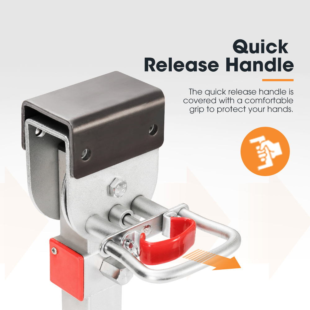 2x 470mm Drop Down Corner Legs Steadies & Handle Steel Foot Caravan Trailer - Sunyee