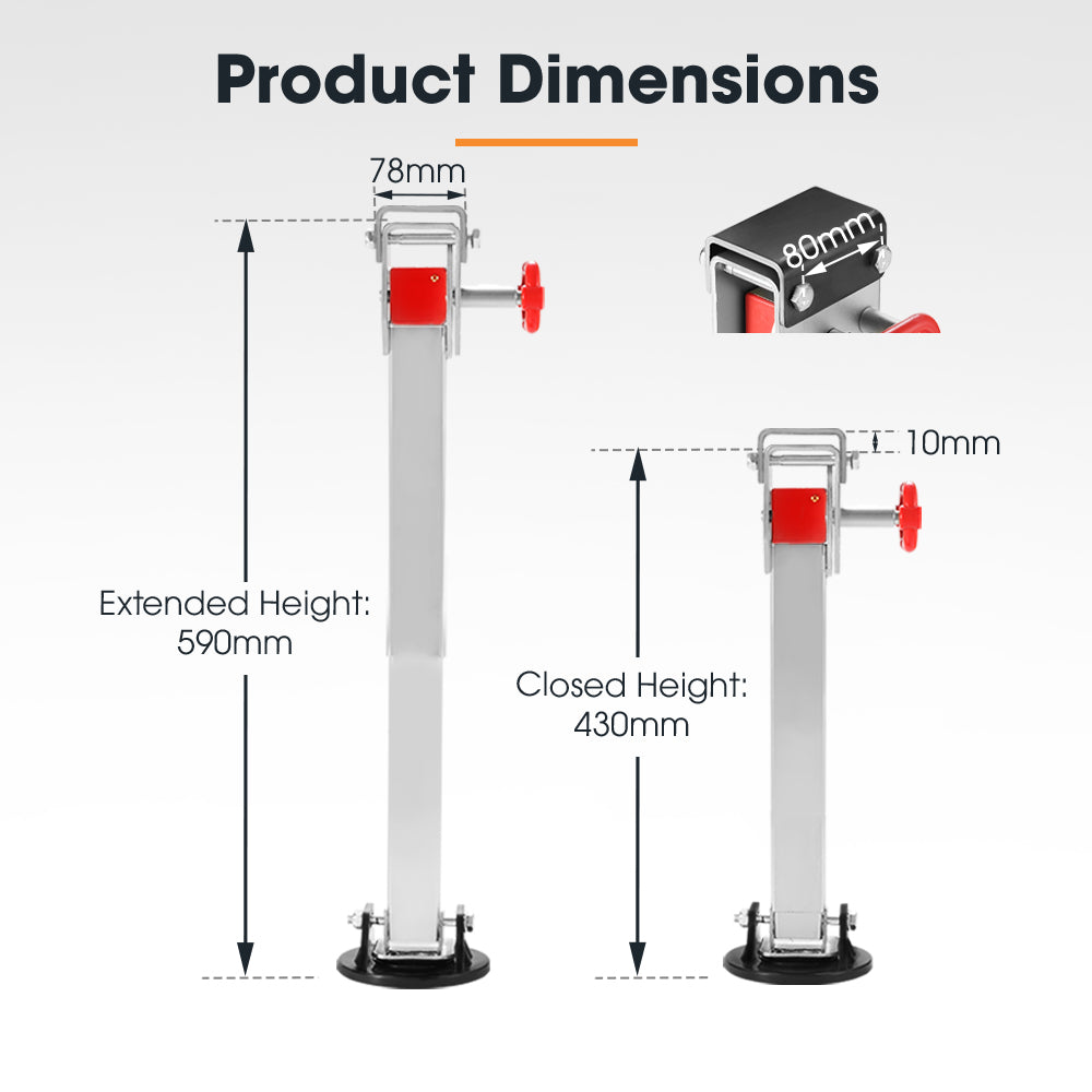 2x 430mm Drop Down Corner Steadies Stabilizer Legs Caravan Camper Trailer 1500LBS - Sunyee