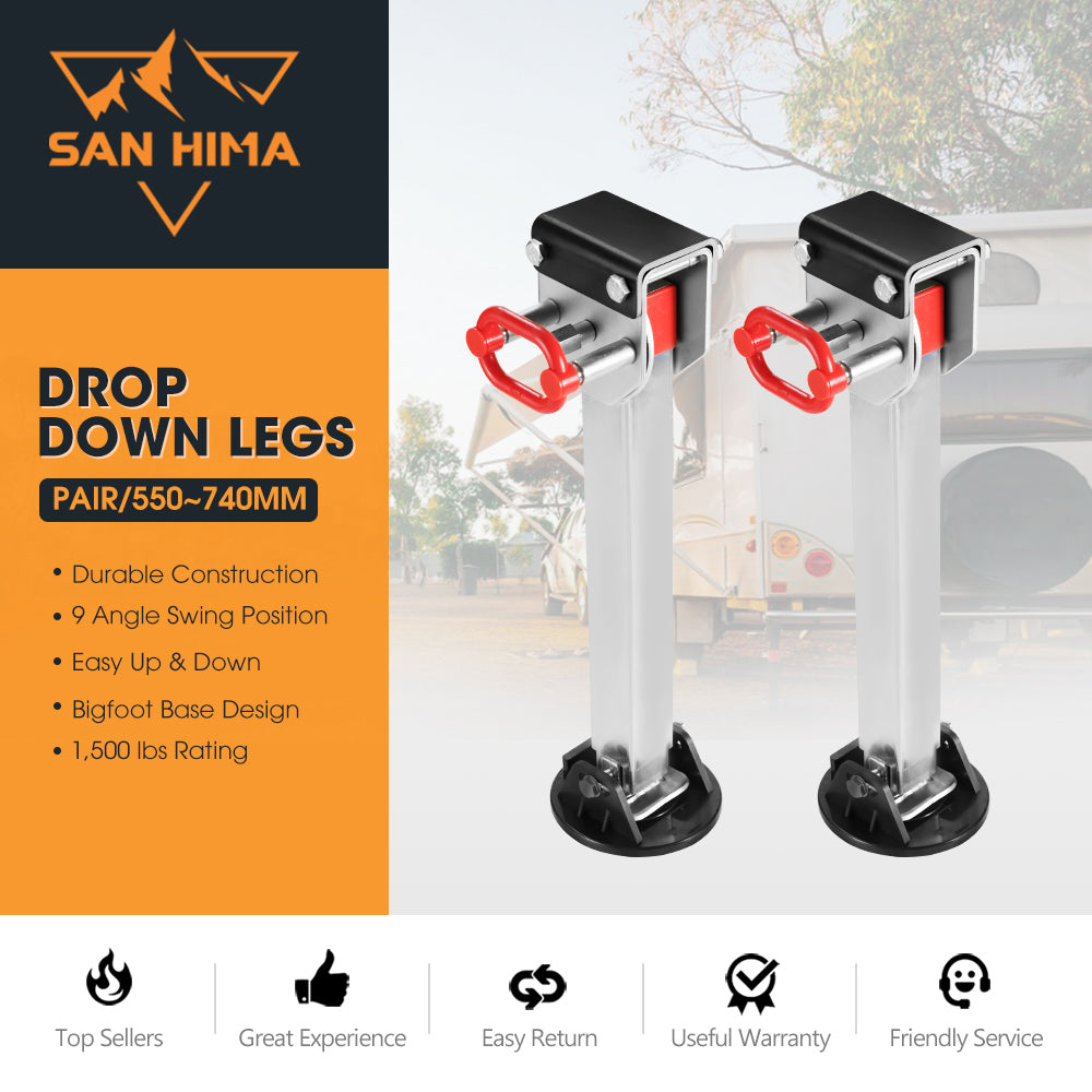 2x 550mm Drop Down Corner Steadies Stabilizer Legs Caravan Camper Trailer - Sunyee