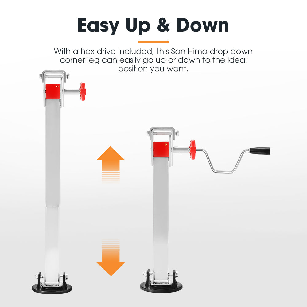 2x 550mm Drop Down Corner Steadies Stabilizer Legs Caravan Camper Trailer - Sunyee