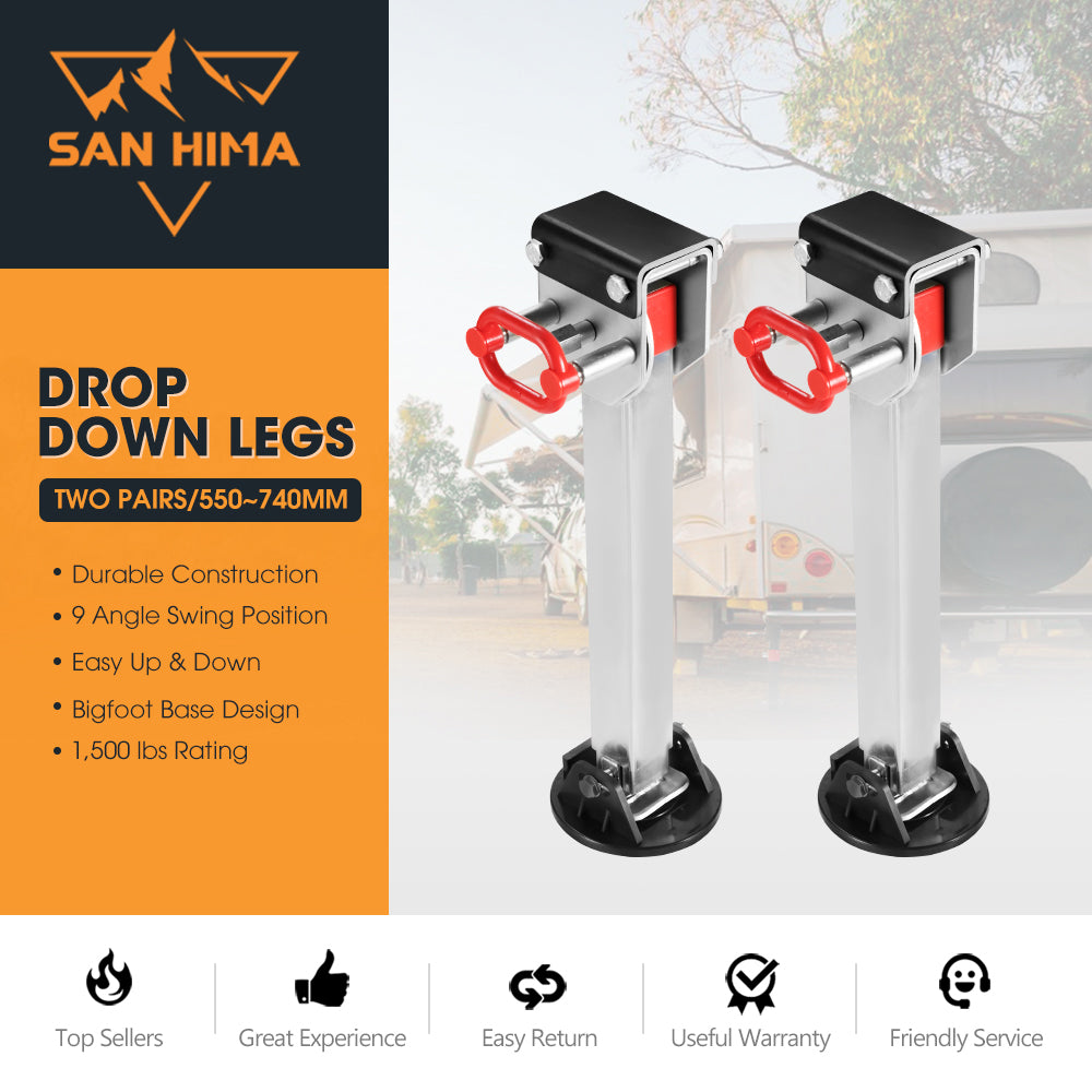 4x 550mm Drop Down Corner Steadies Stabilizer Legs Caravan Camper Trailer - Sunyee